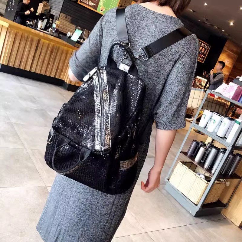 Luxury Bags Girls - New Women Nylon Sequins Backpacks High