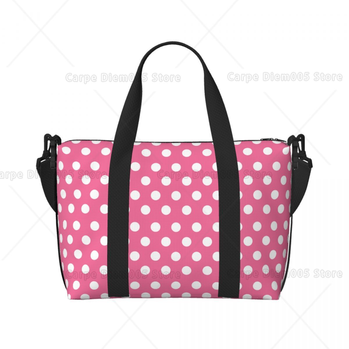 Luxury Bags Luggage - Pink Polka Dots Tote Bag Large