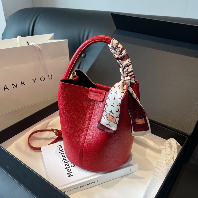 Luxury Bags Sale - Red PU Bucket Shoulder and Crossbody