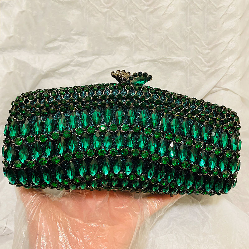 Luxury Bags Green - Luxury Green Rhinestone Evening Clutch Purses