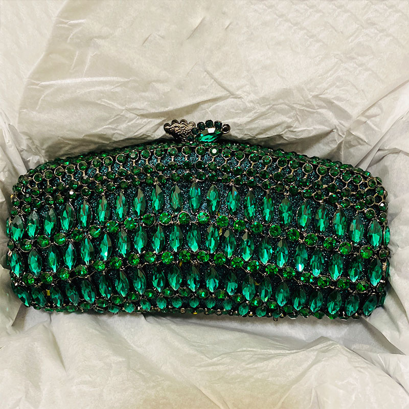 Luxury Green Rhinestone Evenin - Luxury Bags Green recension och pris