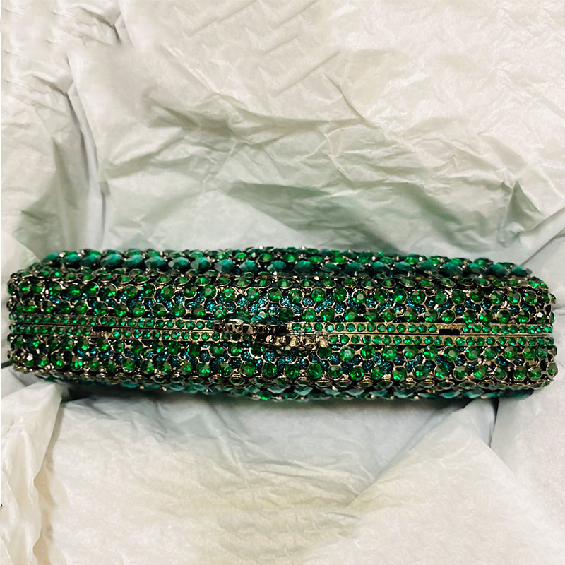Luxury Green Rhinestone Evenin - Luxury Bags Green recension och pris