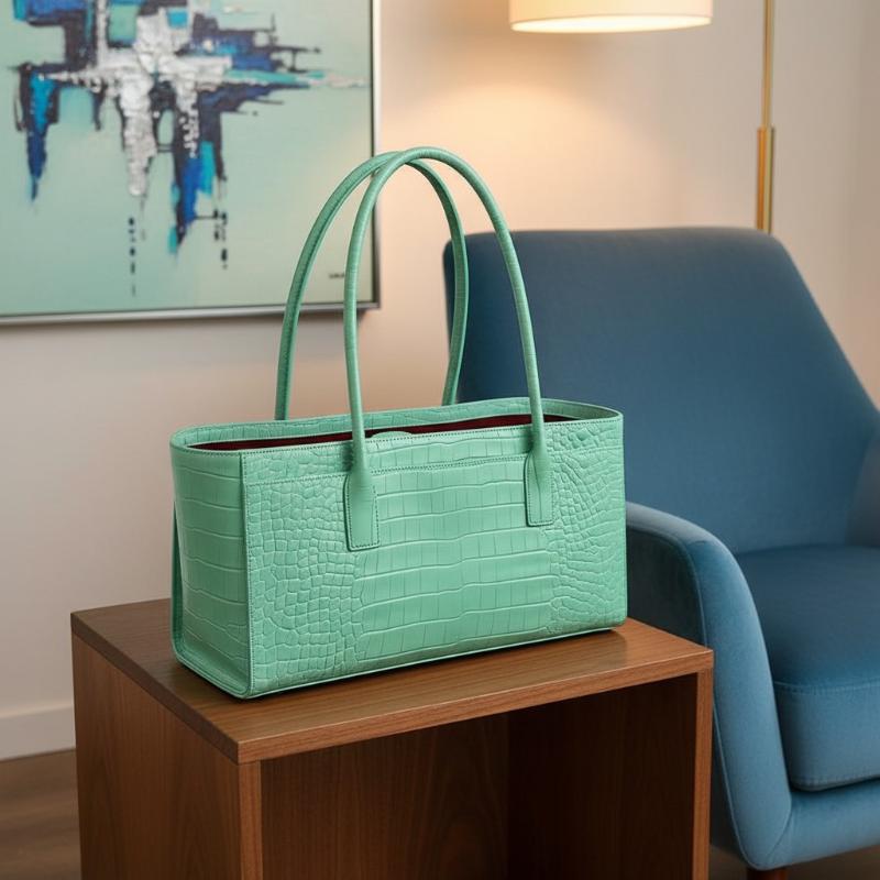 Luxury Crocodile Print Leather - Luxury Bags Green recension och pris